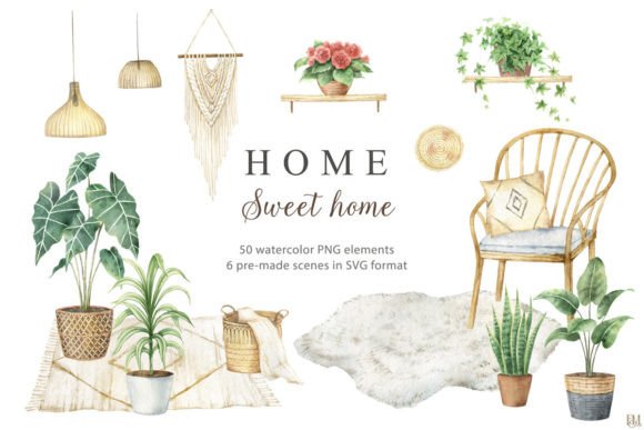 Bringing Warmth to Design with Home Sweet Home Watercolor Clipart