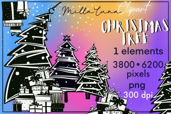 Cute Christmas Tree Clipart: 10 PNG Graphics