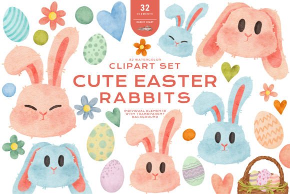 Cute Easter Bunny Rabbit Eggs Spring PNG