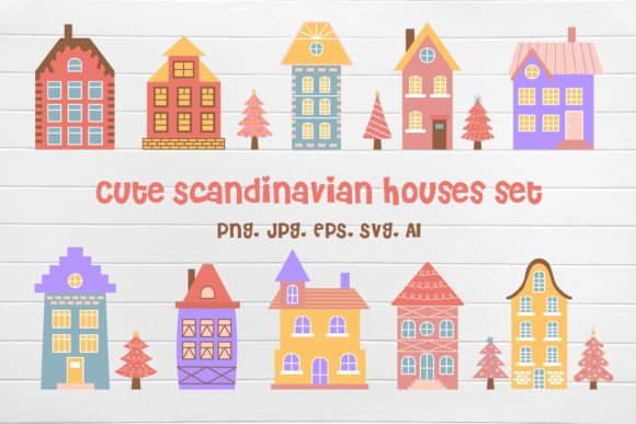 Cute Scandinavian Houses Set: A Versatile Design Resource for Creators