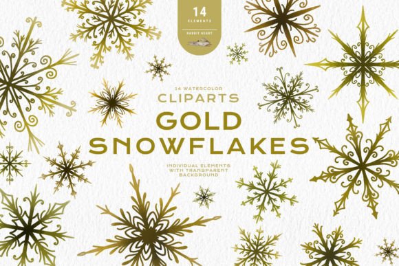 Enhancing Holiday Designs with Gold Yellow Snowflakes Christmas Clipart