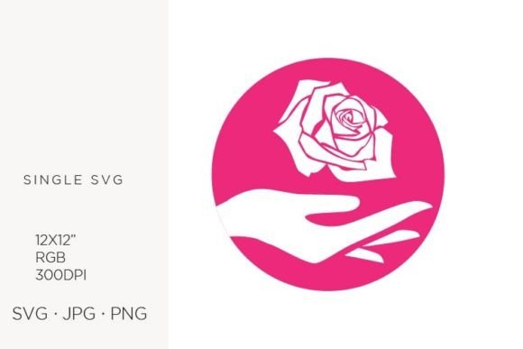 Hand and Rose, Pink Logo: A Versatile Digital Asset for Creative Projects