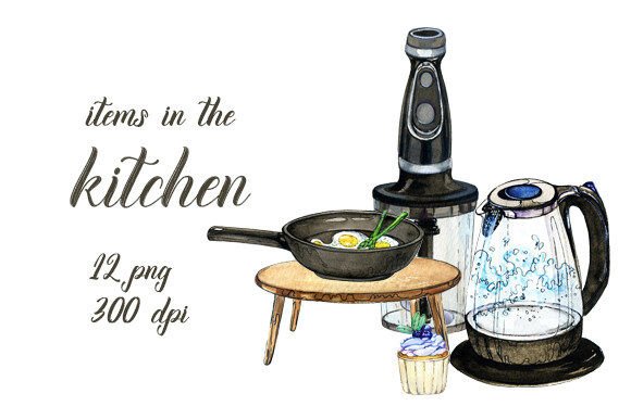 Items in the Kitchen Watercolor Clipart: Elevating Your Culinary Designs with Hand-Painted Charm