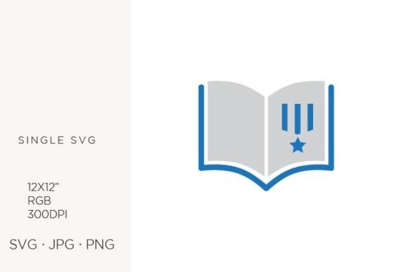 Open Book & Blue Star Medal Design Assets