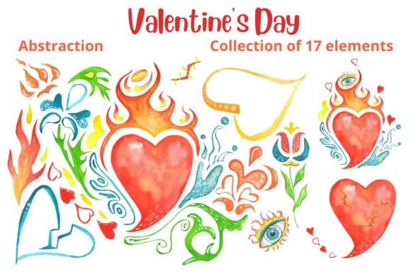 Valentine’s Day Watercolor Assets