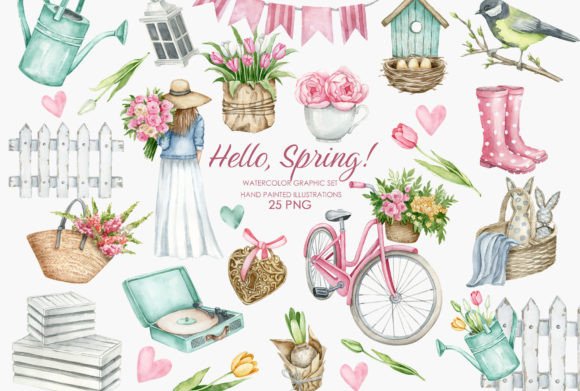 Watercolor Spring Clipart: Elevating Your Creative Projects with Hand-Painted Charm